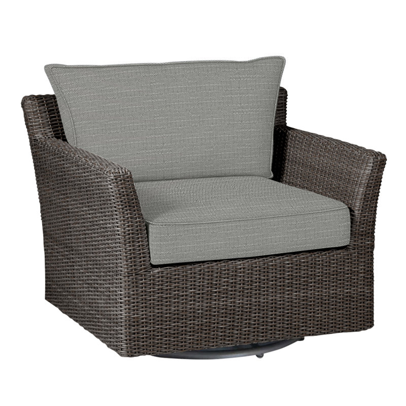 Fauteuil pivotant club tissé - noyer noir, Welt, InsideOut® Rollo ‑ lin argent, Noyer noir