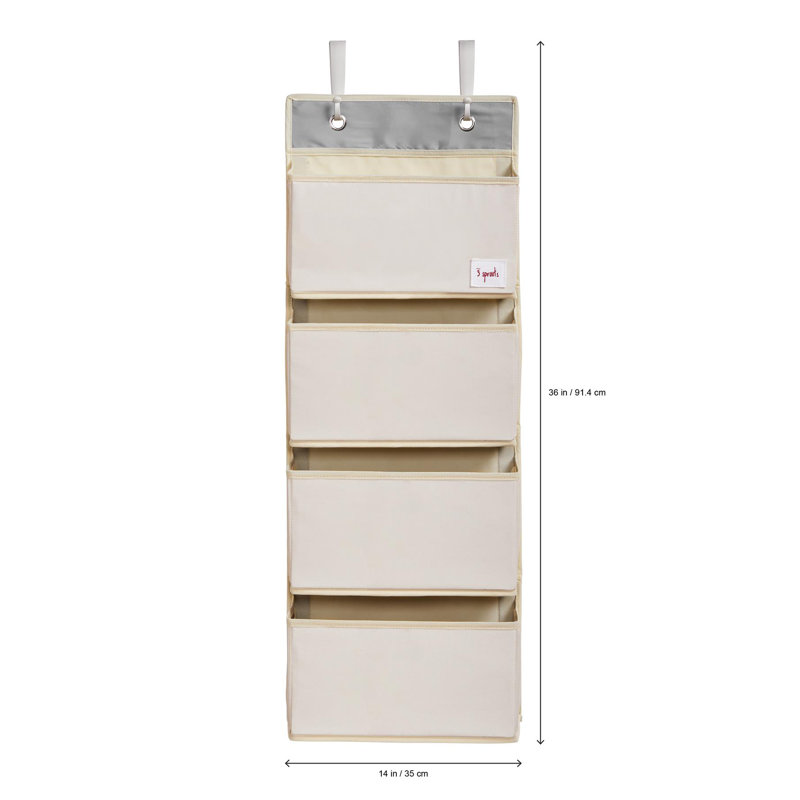 3 Sprouts - Children's Nursery Over the Door Organizer with Hooks - Ostrich, Blue