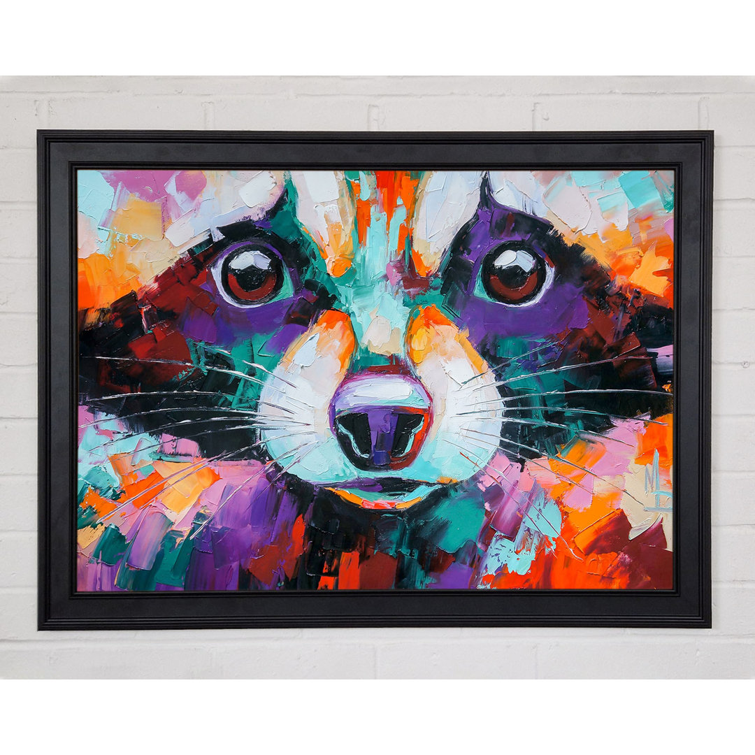 Racoon Vivid Face Gerahmter Druck