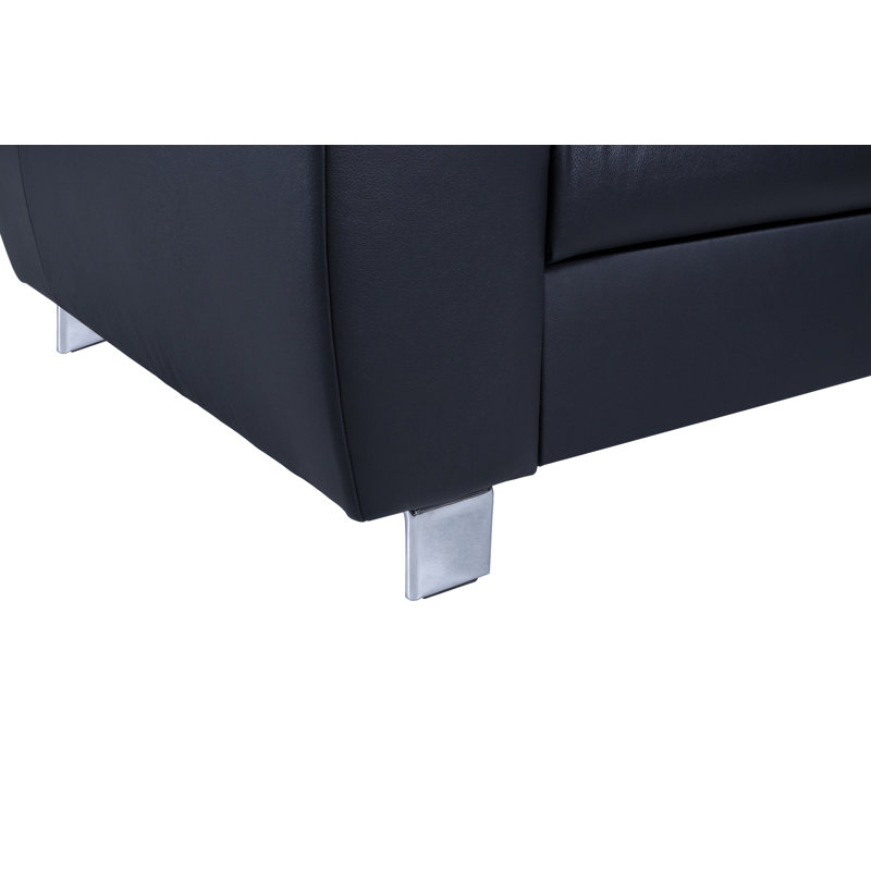Aribel Faux Leather Corner Sectional with Sleeping Function and Storage Box with Adjustable Headrests, Black