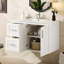 Meuble-lavabo mural 36 po avec 2 tiroirs, lavabo simple en céramique et tablette réglable pour salle de bain moderne, meuble-lavabo