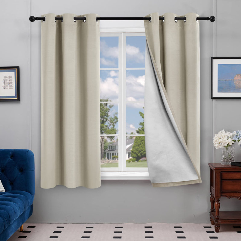 Centerview Blackout Curtains / Drapes Pair, 42" W x 63" L, Light Beige