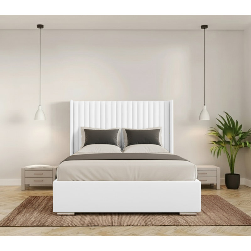 Chanteria Upholstered Velvet Bed Frame, Super King (6'), White