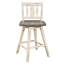 Chaises à hauteur de comptoir en bois d'hévéa massif blanc et gris - 2 chaises rotatives à 360 degrés, gris, aspect rustique avec décoration pivotante et à dossier à lattes verticales
