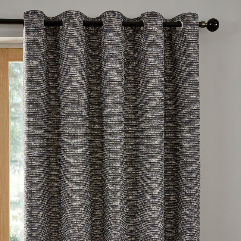 Semi Sheer Curtain Pair, Blue, 168cm Width x 229cm Drop