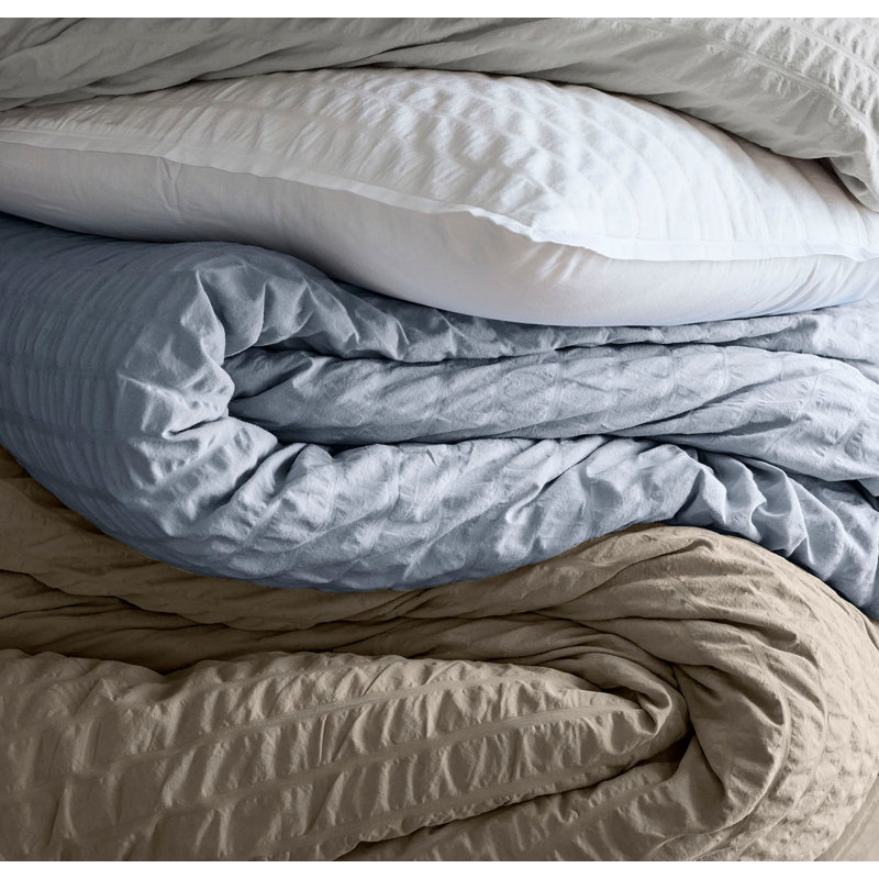 Relaxed Seersucker Duvet Set, King;Cal King, Hydrangea
