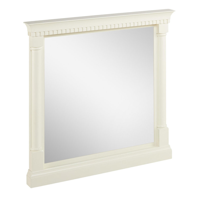 Claudia Modern Rectangular Framed Bathroom Wall Mirror, 33" x 34", White