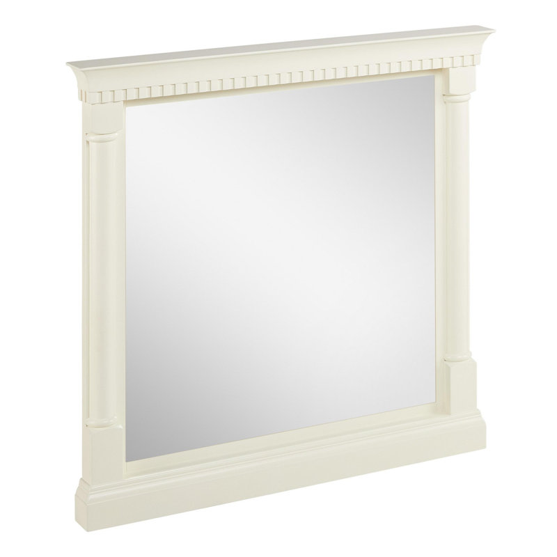 Claudia Modern Rectangular Framed Bathroom Wall Mirror, 33" x 34", White