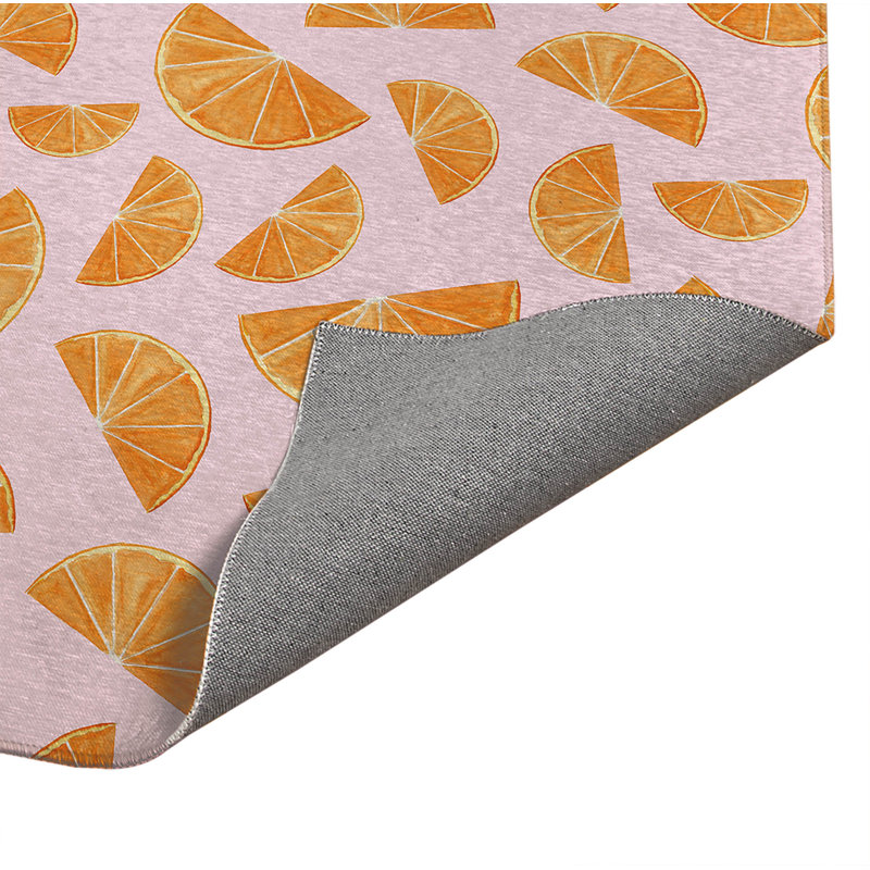 Tapis de cuisine antidérapant Summer Oranges, Rectangulaire 2 pi x 3 pi, Rose