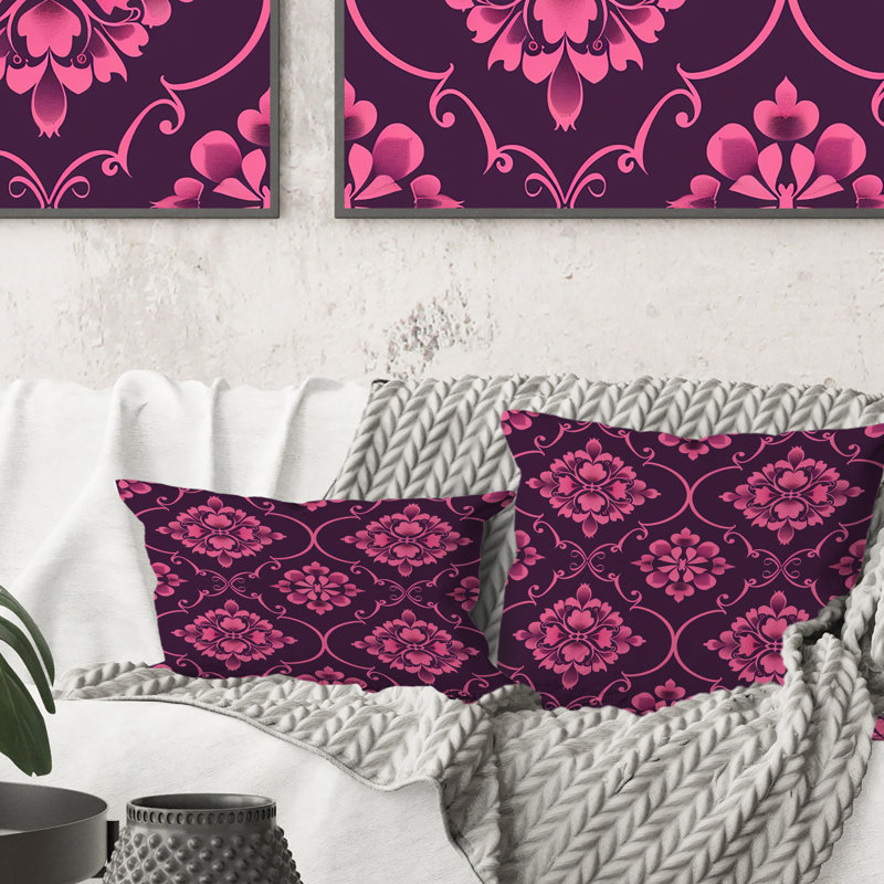 Coussin Magenta Quatrefoil Glam IV - Transitional, H 16 po x l 16 po