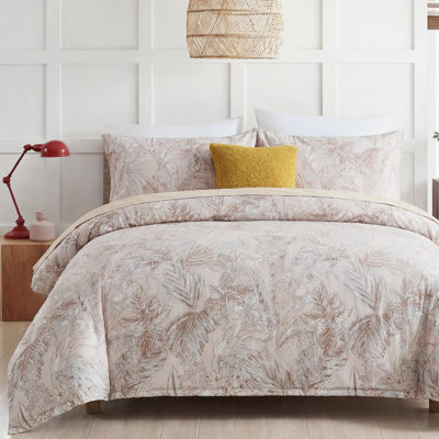 100% Cotton Duvet Cover King Size – Elegant Botanical Bedding Set with Zipper Closure, 3 Pieces Soft Breathable Floral Leaf Pattern Comforter Cover with 2 Pillowcases