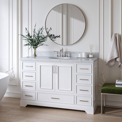 55'' Single Bathroom Vanity with Carrara Marble Top