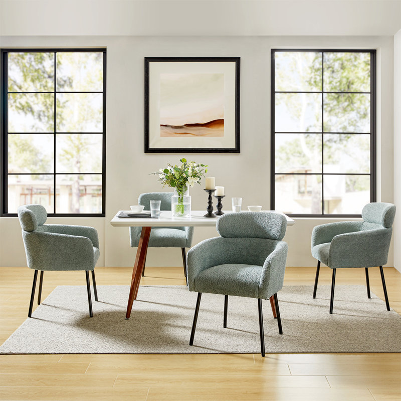 Turgeon Boucle Dining Chair with Adjustment Feet, Sage, 4