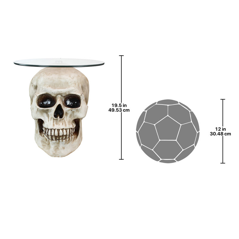 Table de bout en verre à tête de mort perdue, Ivoire ancien