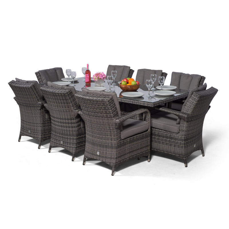 Karas 8 Seater Dining Set with Cushions and Parasol