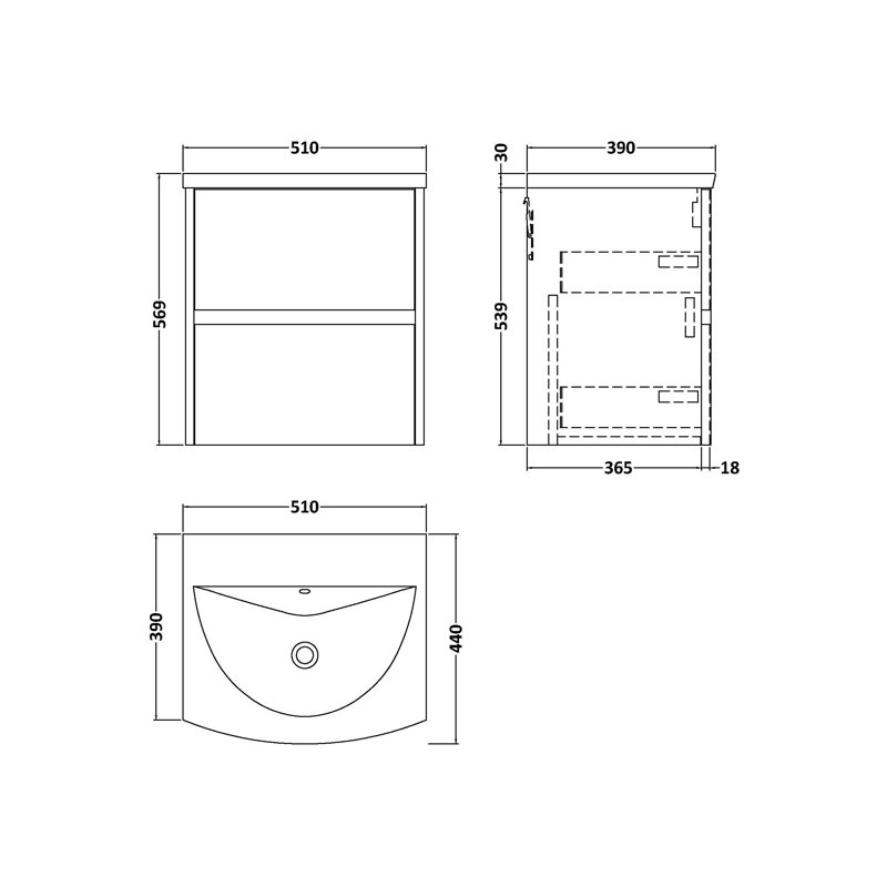Havana 500mm Single Bathroom Vanity with Basin, Autumn Oak