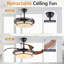 Ventilateur de plafond rétractable de 42 po avec lumière, ventilateur de lustre moderne à DEL avec télécommande, pales réglables à 6 vitesses, moteur à courant continu silencieux, éclairage à intensité variable pour le salon, la chambre à coucher, la salle à manger