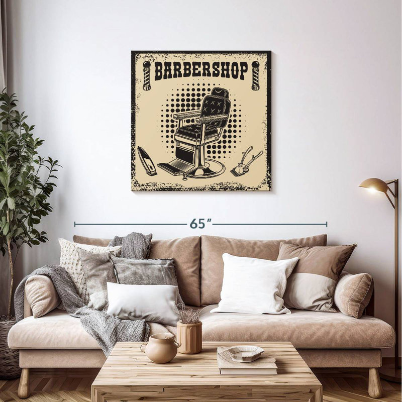 Enseigne murale rétro Khylige Barbershop, H 36 po x l 36 po