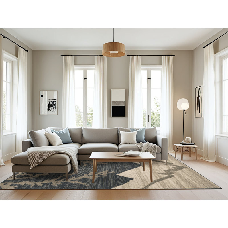 Tapis gris lavable à la machine, Rectangle 6 pi x 9 pi