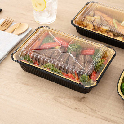 Restaurantware-LIDS ONLY: 41 oz Lids, 200 Recyclable Lid For 41 oz Aluminum Foil Containers - Heavy Duty, Dome Design, Clear Plastic Foil To Go Container Covers, Containers Sold Separately