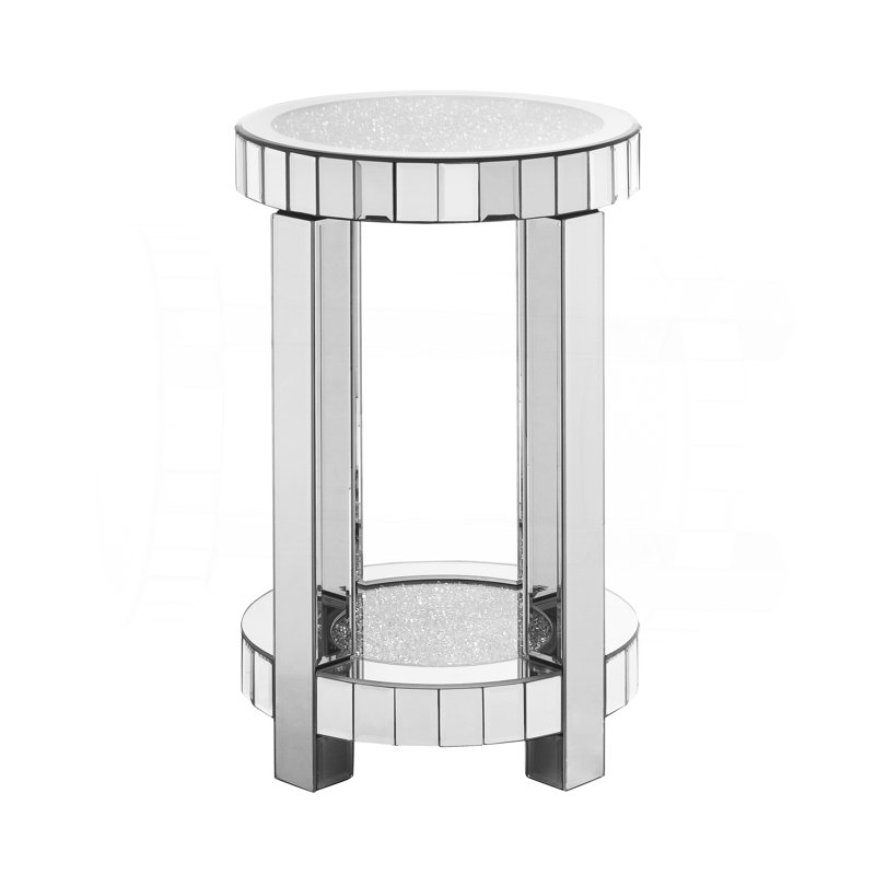 Mirror Round Table With Crystal Inlay