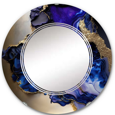 Pieze Abstract Geode Gold And Purple Marble - Abstract Marble Wall Mirror