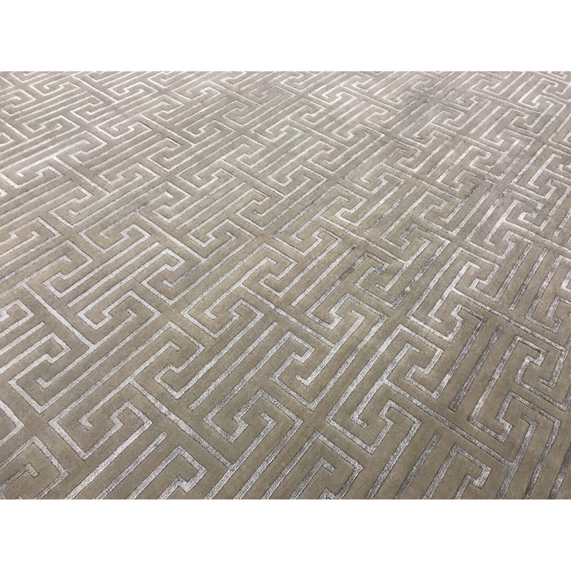 Tapis ivoire et argenté de haute qualité noué à la main Windsom