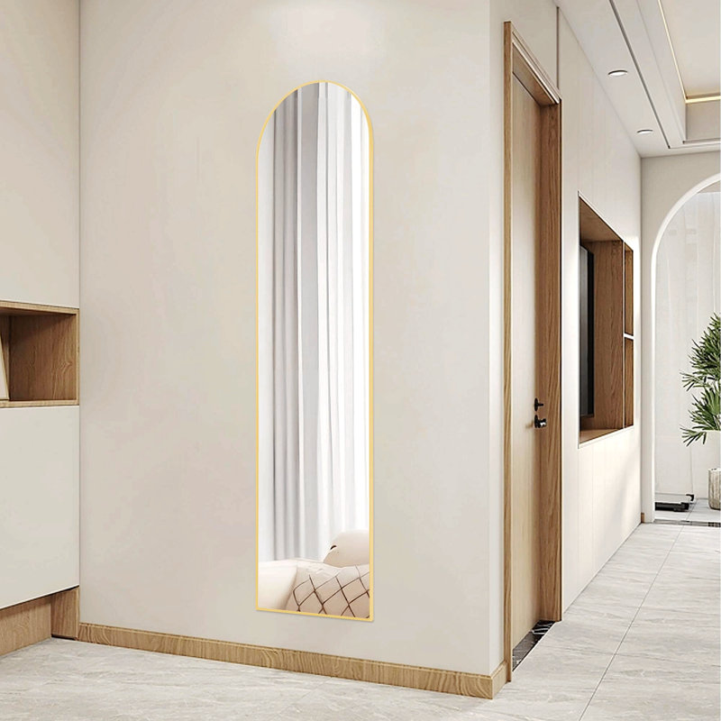 Wooden Full-Length Mirror With Stand, Gold, 64" x 21"