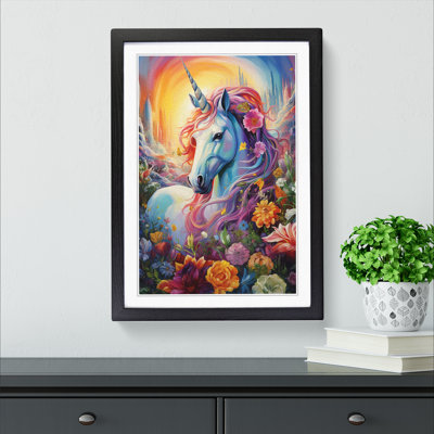 Unicorn Colour Field - Single Picture Frame Print on Wood