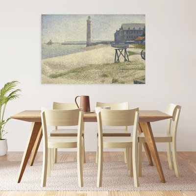 The Lighthouse At Honfleur Classic Impressionist Abstract Coastal Wall Art Print by Georges Seurat - 1 Piece Wrapped Canvas Wall Art