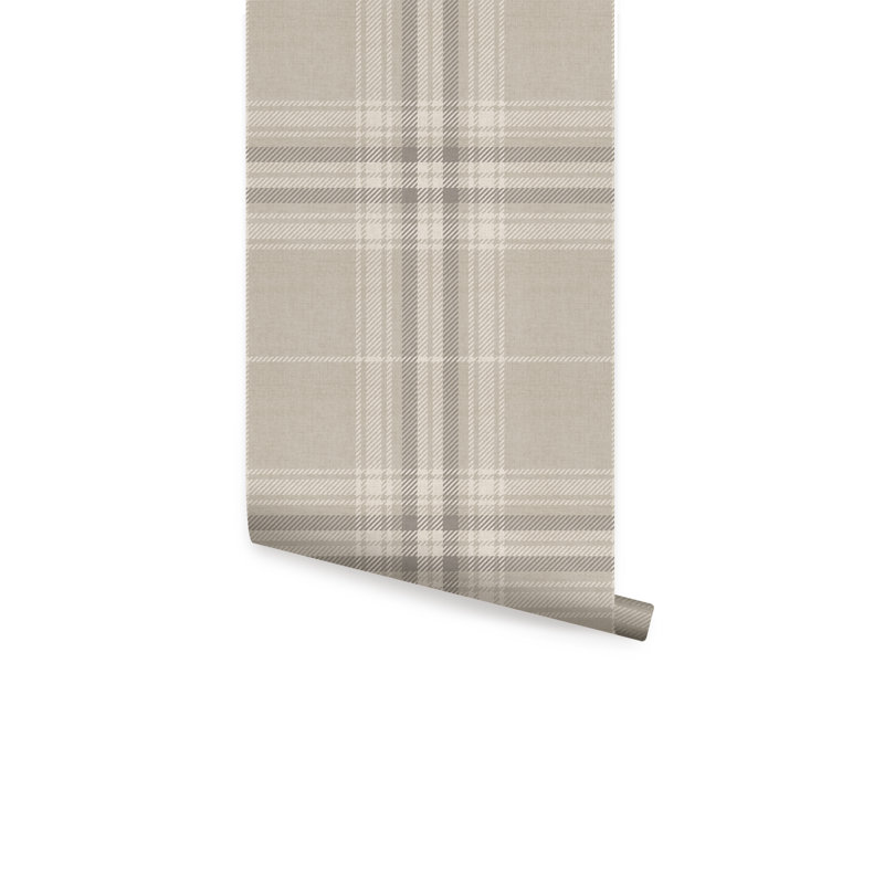 Papier peint à carreaux douillet, Beige gris