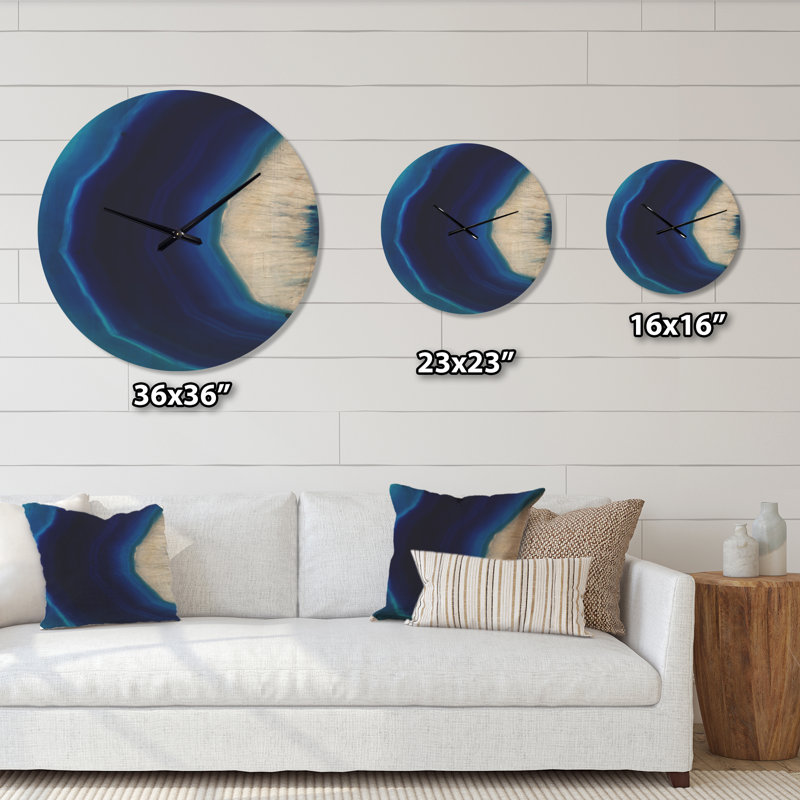 Horloge murale moderne en cristal bleu agate bleue, Moyen