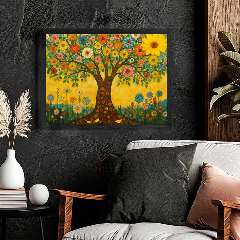 «Black», art floral inspiré de Gustav Klimt, impression bohémienne, H 9 po x l 11 po