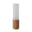 Petite lampe de table cylindrique 18 po Tambo Cylindro, frêne naturel, laiton patiné, acrylique givré, gradateur   -132040264-132040268