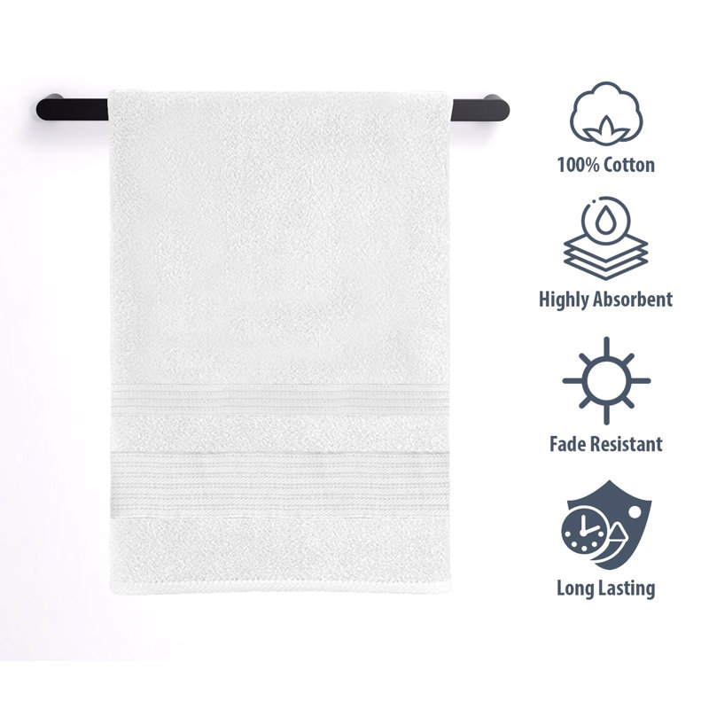  Ensemble de 4 serviettes de bain 100% coton, Blanc