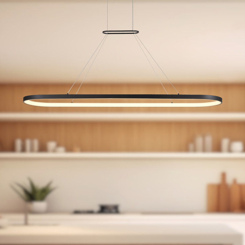 Eerie 1 - Light LED Kitchen Island Pendant, 122.76" H x 59" W x 14.25" D, Black