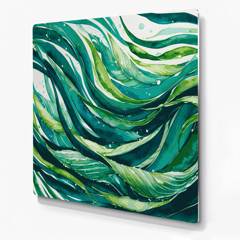 Art mural en métal vert légumes Wakame, H 16 po x l 16 po