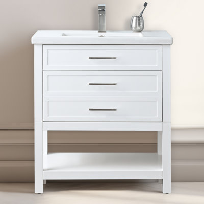 Meuble-lavabo simple 30 po avec comptoir en céramique Vicini