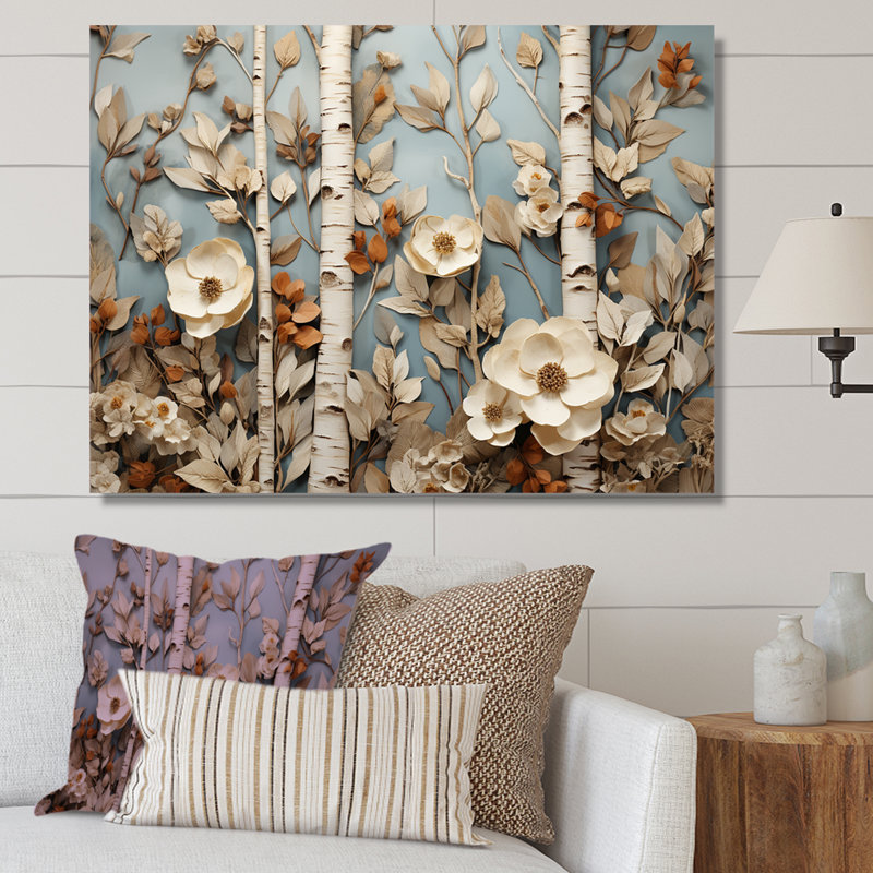 «White American Basswood Forest Colage», art mural arbre, Toile tendue, H 12 po x l 20 po x P 1 po