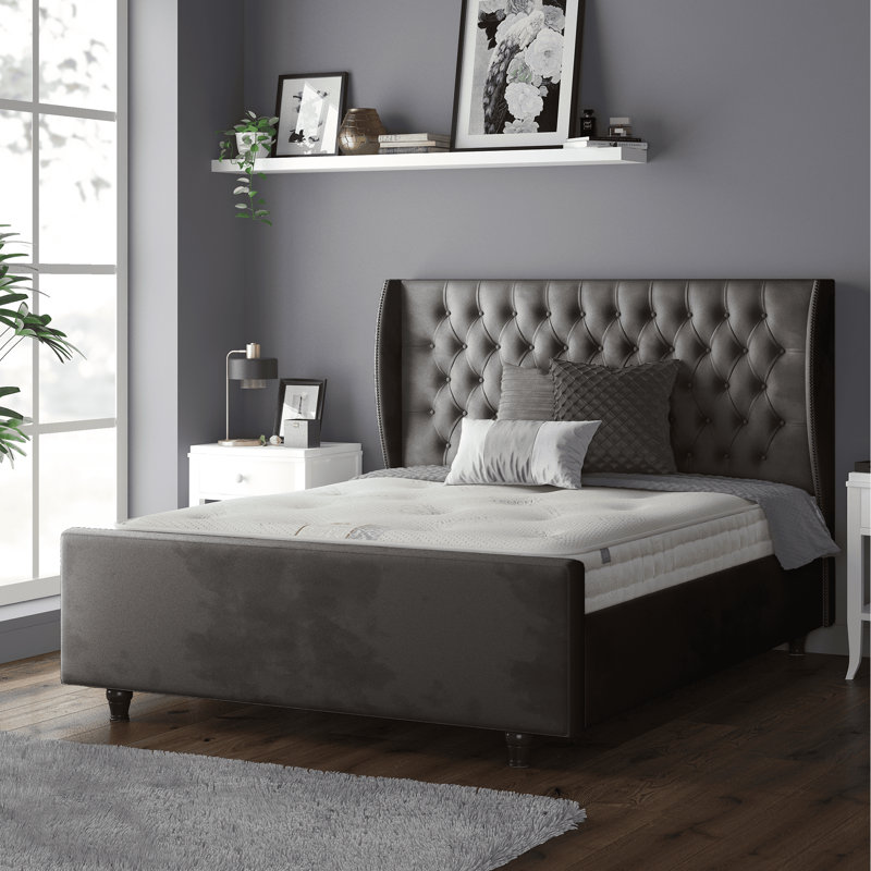 Bartelt Upholstered Bed, Charcoal, Double (4'6)