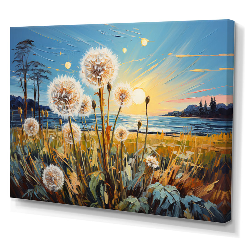 «Landscape Vangogh Dandelions Field I» sur toile, H 30 po x l 40 po x P 1,5 po, Toile tendue
