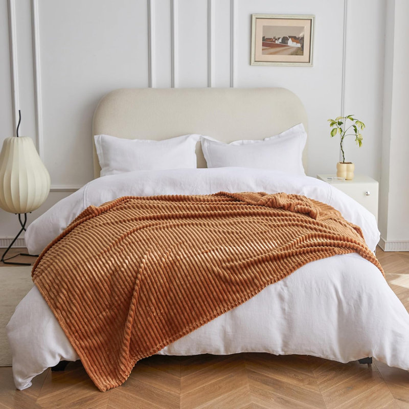 Jeté décoratif en flanelle de luxe en molleton super doux, Rouille