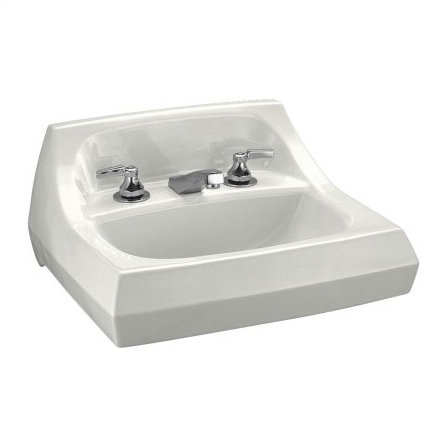 Kingston Vitreous China Rectangular Wall Mount Bathroom Sink with Overflow, Biscuit, 4"