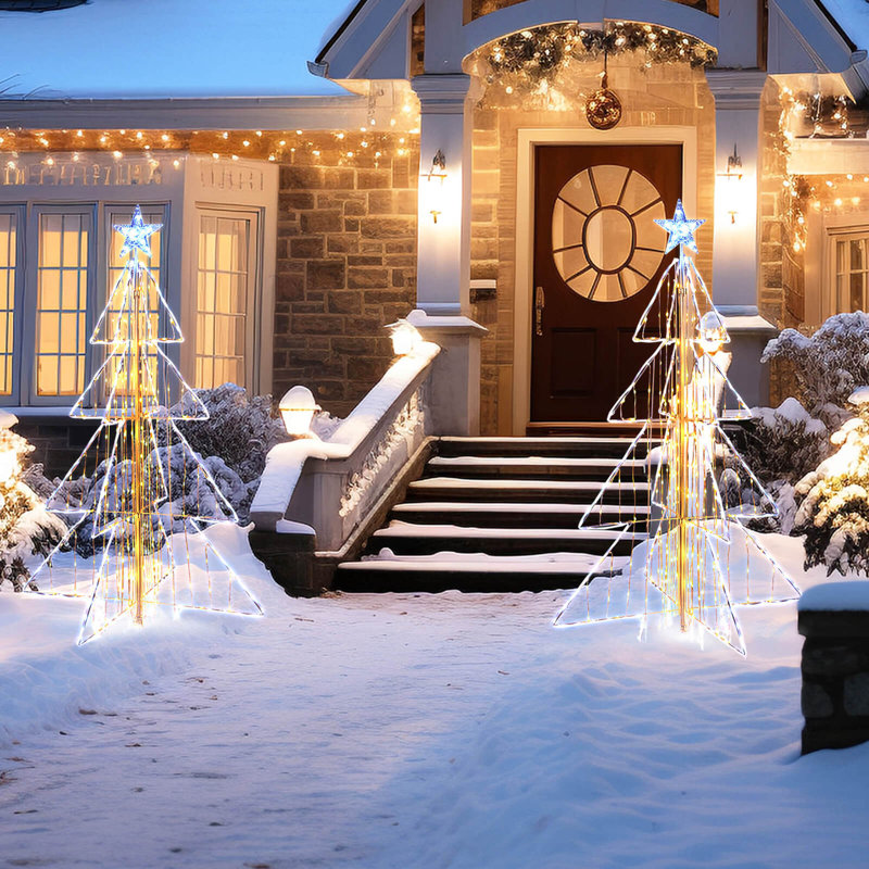 Décoration de Noël d'intérieur et d'extérieur en forme de cône à lumières DEL de 5 pi avec dessus en forme d'étoile et base ronde The Holiday Aisle