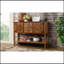 Console 48 po en bois massif avec 2 tiroirs, armoires et tablette inférieure, armoire de rangement de style rétro pour salle à manger (brun)-118037913