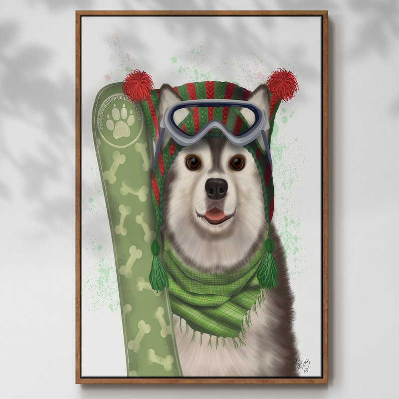 Snowboard de Noël Husky, H 41 po x l 27 po x P 1,5 po, Noyer