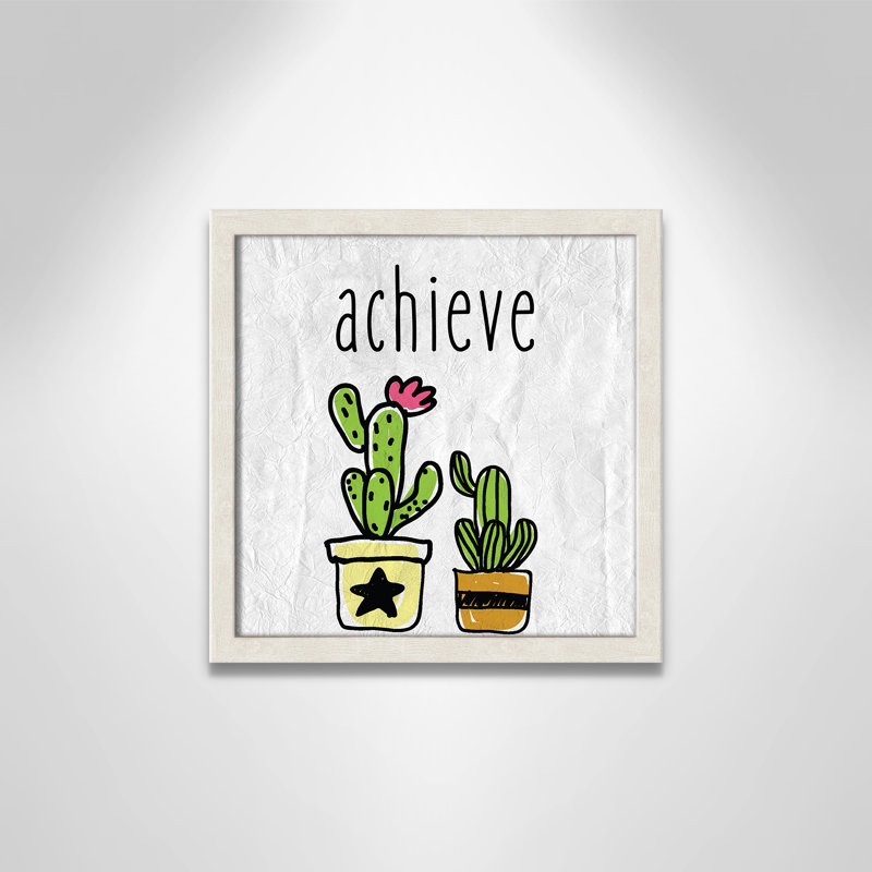 Impression sur papier Cacti C, Encadré de boîte à grain de bois blanc, H 12 po x l 12 po x P 1,18 po
