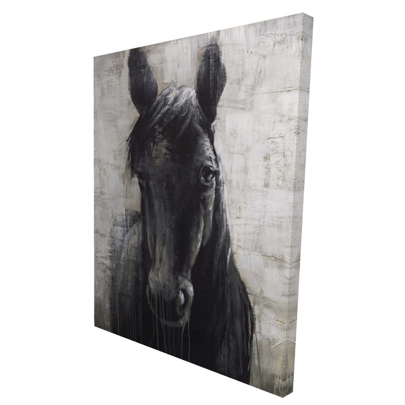 Cheval noir - Art sur toile rustique pour la maison | Art mural équin