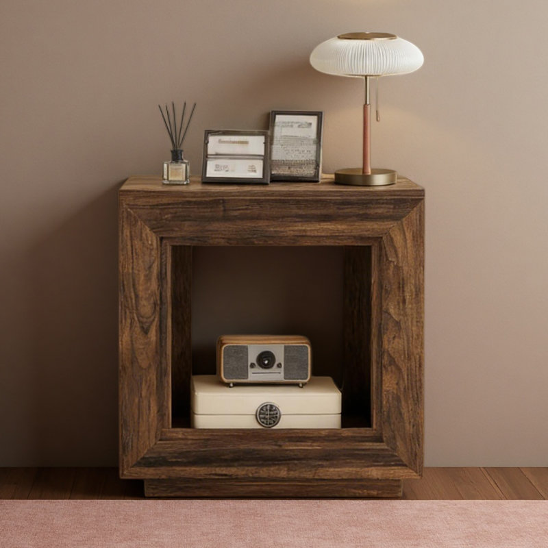 Wood Sofa Table,Square End Table,Rustic Side Table