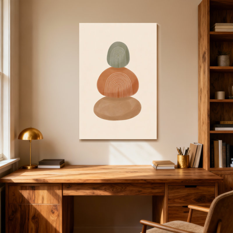 Abstract Abstract Stone Stack With Circular Lines, 36" H x 24" W